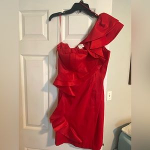 Red Jessica Simpson one shoulder bodycon cocktail dress. Size 14. Worn once.